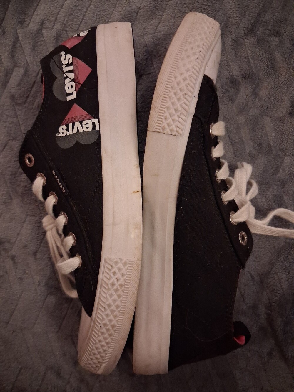 Levi's Black Canvas Sneakers with Pink Accents